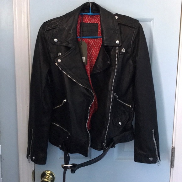All Saints Estae Leather Biker Jacket - Picture 5 of 8